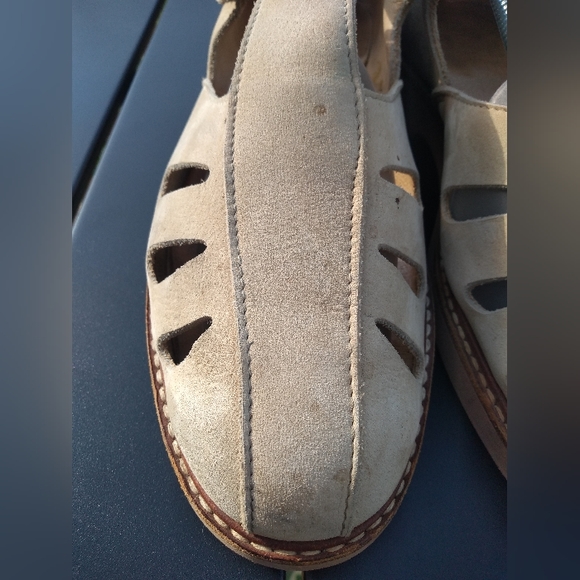 Men's Vintages Roots Leather Shoes, Sandals, Size 10.5D, Light Tan / Nude - Picture 3 of 13